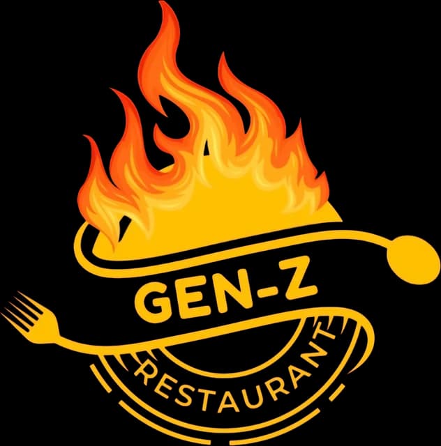 Gen-Z Restaurant’s official flame, fork and spoon logo